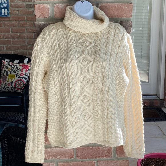 Paul James Sweaters - PAUL JAMES Ivory Fishermens Turtleneck Sweater M